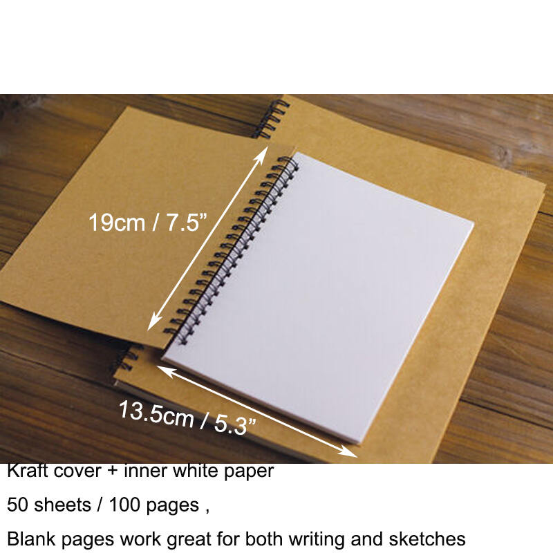 B5 Black Blank Sketch Book , Kraft Inner Page Sketchbook for